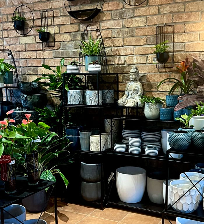 Pots décoratif en boutique sur des étagères